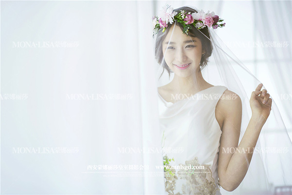 短发新娘也可拍摄出精致婚纱照